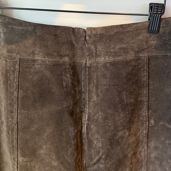 Massini Dark Brown 100% Genuine Leather Full Length Skirt - Picture 3 of 4